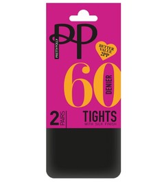 Однотонные классические колготки (2 шт. в упаковке) M-L черный Pretty Polly