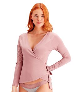 Блузка-топ из вискозы на завязках S грязно-розовый Pretty Polly