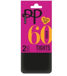 Однотонные классические колготки (2 шт. в упаковке) XL черный Pretty Polly