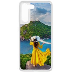 Чехол-накладка Krutoff Clear Case Платье летнее женское для Samsung Galaxy S21 FE (G990)