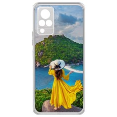Чехол-накладка Krutoff Clear Case Платье летнее женское для Vivo V21