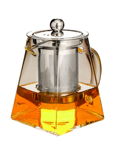 Чайник заварочный пирамидальный из термостойкого прозрачного стекла с сито-фильтром 550 мл URM