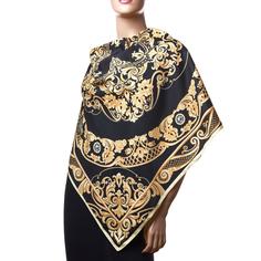 Платок шелковый "Златоустовская гравюра" 90х90 см черный Russia The Great