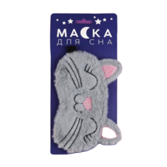 Маска для сна NoBrand Котик, серый