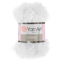 Пряжа YarnArt Samba травка, 100г, 150м, 100% полиэстер, 501 белый, 5 мотков