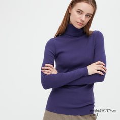 Водолазка женская UNIQLO 453458COL75 фиолетовая 2XS (доставка из-за рубежа)