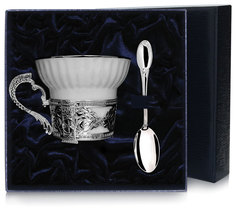 Набор чашек чайных под логотип+лож (2пр) +футляр АргентА