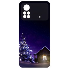 Чехол-накладка Krutoff Софт Кейс Зимний домик для Poco X4 Pro 5G черный
