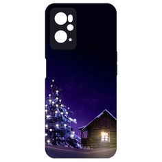 Чехол-накладка Krutoff Софт Кейс Зимний домик для Realme 9i черный
