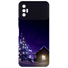 Чехол-накладка Krutoff Софт Кейс Зимний домик для Tecno Spark 8P черный