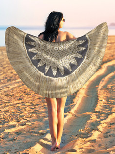 Парео и Пляжный коврик JoyArty "Соломенное покрывало", трикотаж 150 см