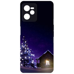 Чехол-накладка Krutoff Софт Кейс Зимний домик для Realme C35 черный
