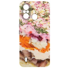 Чехол-накладка Krutoff Софт Кейс Сельдь под шубой для Itel A58 черный