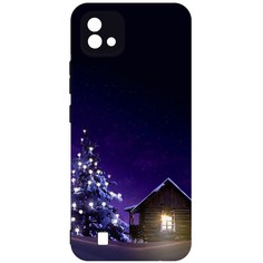 Чехол-накладка Krutoff Софт Кейс Зимний домик для Realme C20 черный