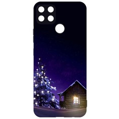 Чехол-накладка Krutoff Софт Кейс Зимний домик для Realme C25/C25s черный