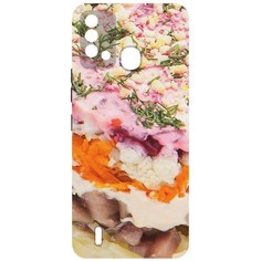 Чехол-накладка Krutoff Софт Кейс Сельдь под шубой для Itel Vision 2S черный