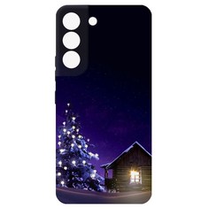 Чехол-накладка Krutoff Софт Кейс Зимний домик для Samsung Galaxy S22+ черный