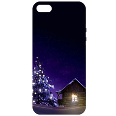 Чехол-накладка Krutoff Софт Кейс Зимний домик для iPhone 5/5s черный