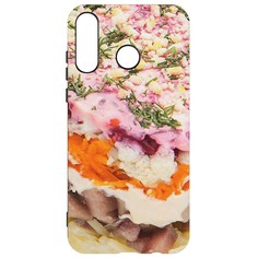 Чехол-накладка Krutoff Софт Кейс Сельдь под шубой для Huawei P30 Lite черный