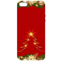 Чехол-накладка Krutoff Софт Кейс Золотая елка для iPhone 5/5s черный