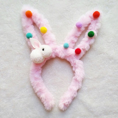 Ободок COSY Уши Зайца новогодние, светящиеся, с фигуркой зайчика, розовый
