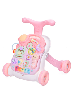 Ходунки каталка Baby Care Spin, со съемной игровой панелью, развивающие, 3в1, розовый