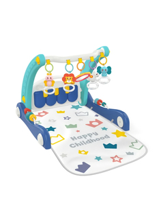 Ходунки каталка Baby Care Flash, развивающий игровой коврик, 2в1, синий