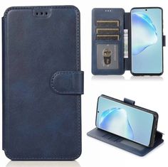 Чехол книжка подставка на Samsung Galaxy A23 4G кожаный флип на магнитах визитница синий No Brand