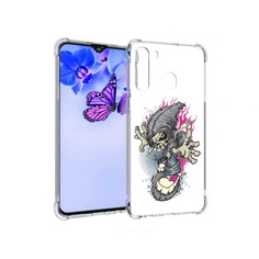 Чехол MyPads Tocco для Samsung Galaxy A21 нарисованный скелет на скейт борде
