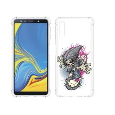 Чехол MyPads Tocco для Samsung Galaxy A7 (2018) нарисованный скелет на скейт борде