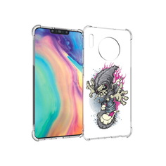 Чехол MyPads Tocco для Huawei Mate 30 нарисованный скелет на скейт борде