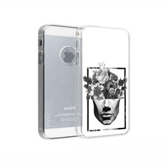 Чехол MyPads Tocco для Apple iPhone 5 черно белая ваза в абстракции