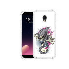 Чехол MyPads Tocco для Meizu M6S нарисованный скелет на скейт борде
