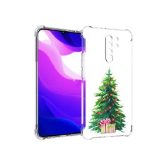 Чехол MyPads Tocco для Xiaomi Redmi 9 Елка новогодняя с подарками акварель