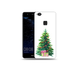 Чехол MyPads Tocco для Huawei P10 Lite Елка новогодняя с подарками акварель