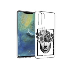 Чехол MyPads Tocco для Huawei P30 Pro черно белая ваза в абстракции