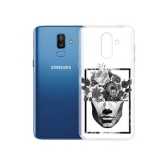 Чехол MyPads Tocco для Samsung Galaxy J8 черно белая ваза в абстракции (PT226929.592.678)