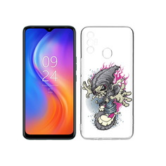 Чехол MyPads Tocco для Tecno Spark 7 нарисованный скелет на скейт борде