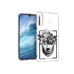 Чехол MyPads Tocco для Huawei P30 Lite черно белая ваза в абстракции