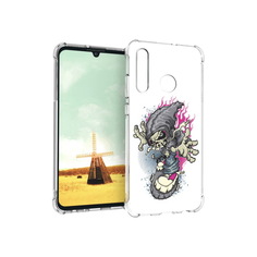 Чехол MyPads Tocco для Huawei P Smart+ нарисованный скелет на скейт борде