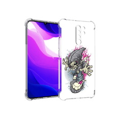 Чехол MyPads Tocco для Xiaomi Redmi 9 нарисованный скелет на скейт борде