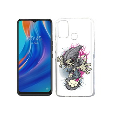 Чехол MyPads Tocco для Tecno Spark 7T нарисованный скелет на скейт борде