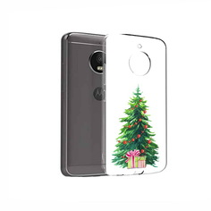 Чехол MyPads Tocco для Motorola Moto E4 Елка новогодняя с подарками акварель