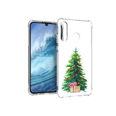 Чехол MyPads Tocco для Huawei P30 Lite Елка новогодняя с подарками акварель
