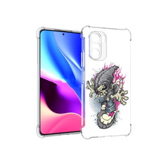 Чехол MyPads Tocco для Xiaomi Redmi K40 нарисованный скелет на скейт борде
