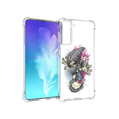 Чехол MyPads Tocco для Samsung Galaxy S21 нарисованный скелет на скейт борде