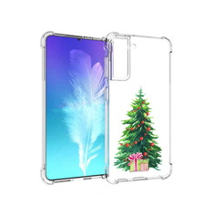 Чехол MyPads Tocco для Samsung Galaxy S21 Елка новогодняя с подарками акварель