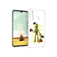 Чехол MyPads Tocco для Huawei P Smart+ прикольный робот
