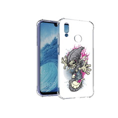 Чехол MyPads Tocco для Huawei P Smart (2019) нарисованный скелет на скейт борде