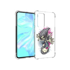 Чехол MyPads Tocco для Huawei P40 нарисованный скелет на скейт борде